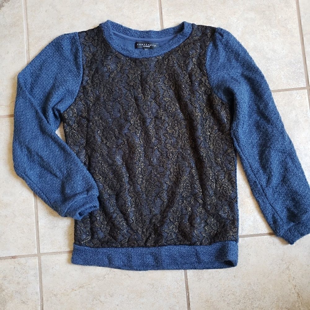 Cute blue lace sweater sanctuary XS